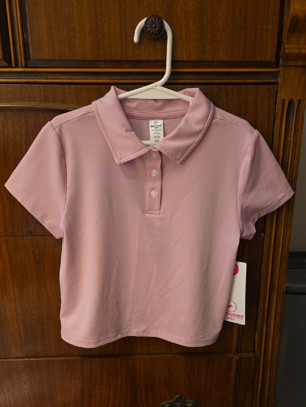 90 Degree By Reflex Girls' Pink Short-Sleeve Polo‎